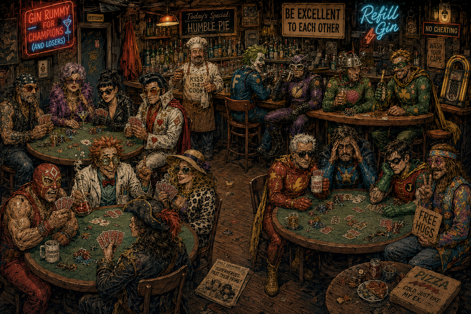 The RumbleTab cast mid-game at the bar